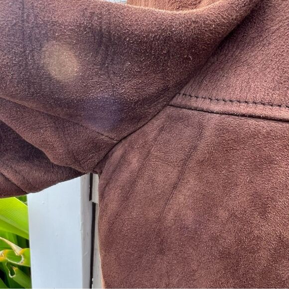 VINTAGE 70s McGregor Coat Whiskey Brown Suede Leather Bomber Barn Jacket | Sz 44 - Picture 11 of 14
